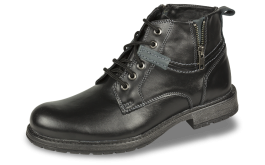 Black men's boots with zipper and shoelaces from genuine leather снимка