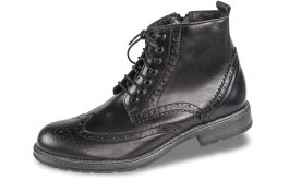 Men's winter boots with zipper and shoelaces in black