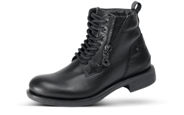 Black men's boots with shoelaces and decorative zipper снимка