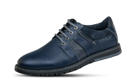 Sport-elegant men's shoes in dark blue color снимка