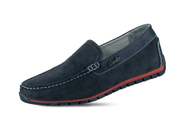 Men's moccasins in blue suede leather снимка