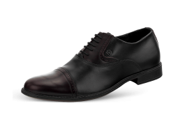 Men's official shoes with ties in black and burgundy color снимка