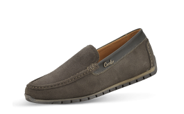 Men's moccasins made from dark brown suede снимка