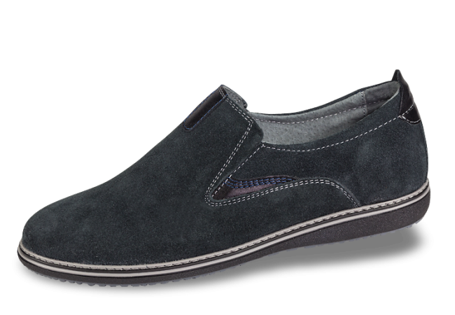 Dark gray men's loafers with suede collar Снимка 