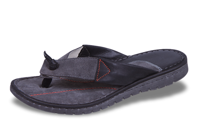 Dark blue men's slippers from genuine leather Снимка 