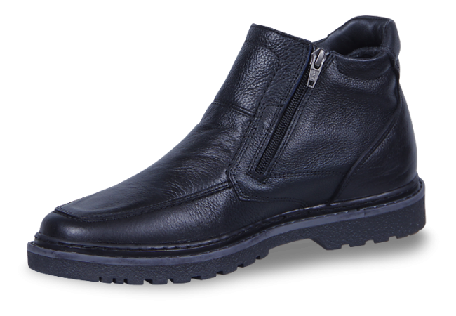 Men's winter boots from black shagren with two zippers Снимка 