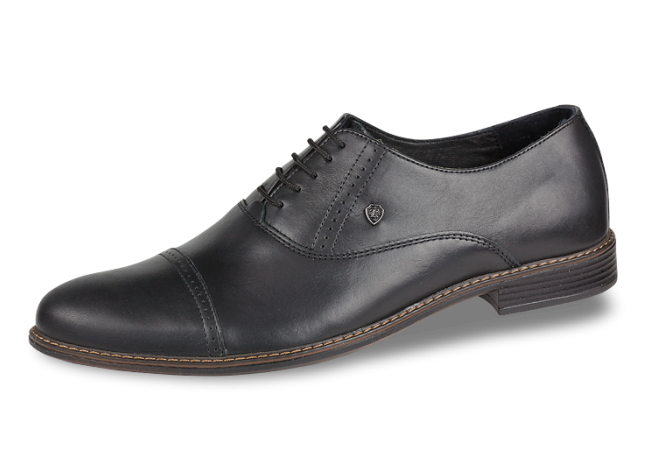 Men's formal black shoes with metal logo Снимка 