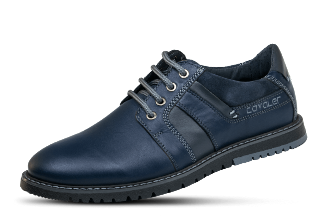 Sport-elegant men's shoes in dark blue color Снимка 