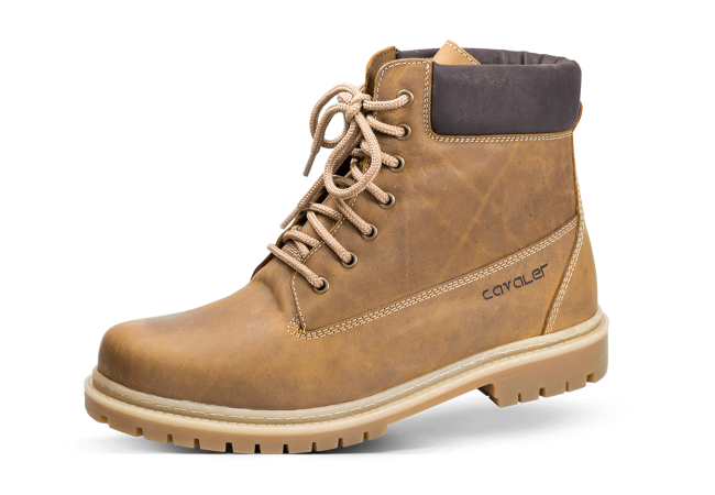 Men's dark-beige winter boots with shoelaces Снимка 