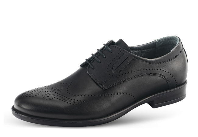 Men's formal shoes in black with laces and ribbin Снимка 