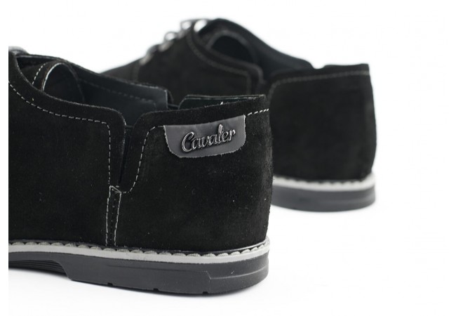 Men's shoes made in black suede with elastic Снимка 5