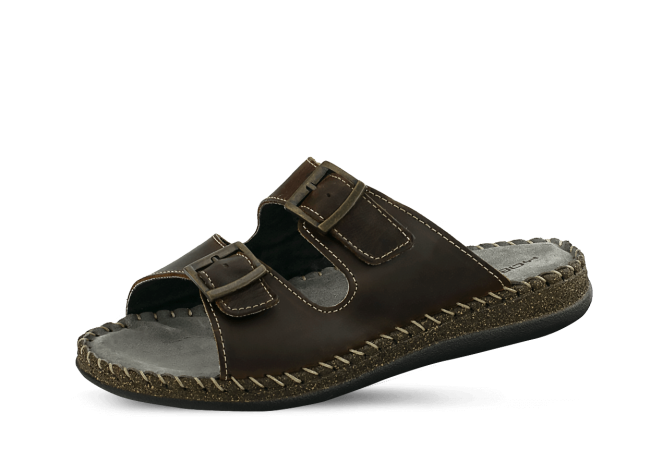 Men's slippers in dark brown colour Снимка 5