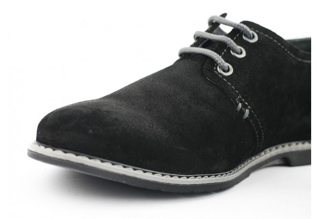 Men's shoes made in black suede with elastic Снимка 5