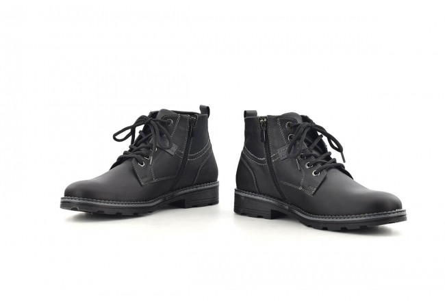 Men's boots made of black leather Снимка 5