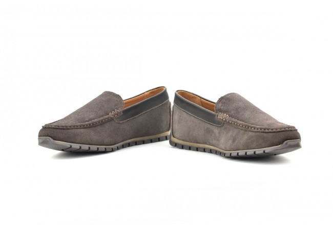 Men's moccasins made from dark brown suede Снимка 6