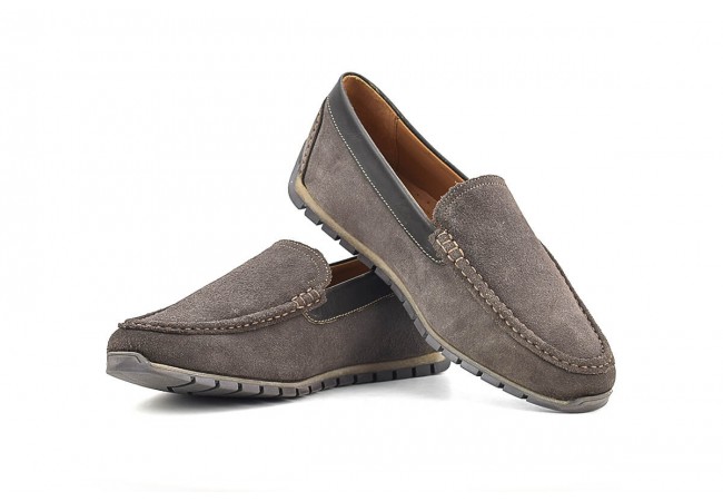 Men's moccasins made from dark brown suede Снимка 6