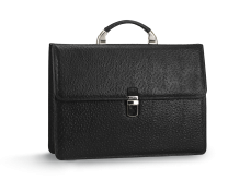 Business bag in black of natural leather with relief effect