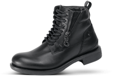 Black men's boots with shoelaces and decorative zipper