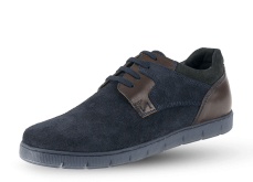 Men's shoes with shoelaces in blue suede and brown nappa