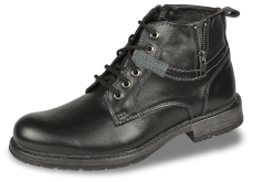 Black men's boots with zipper and shoelaces from genuine leather