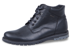 Black winter men's boots with metal logo