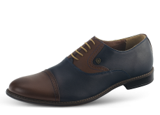 Men's formal shoes with laces in dark blue and brown