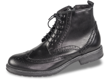 Men's winter boots with zipper and shoelaces in black