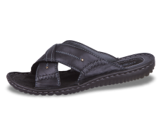 Black men's slippers from genuine leather