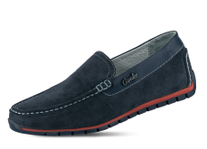 Men's moccasins in blue suede leather