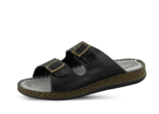 Men's slippers in black colour with two buckles