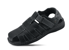 Men's sandals in black with comfortable footbed