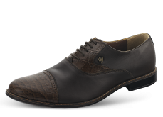 Men's formal shoes in brown witth laces and crocodolie-like details