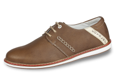 Men's casual shoes with decorative stitching and red line on the sole