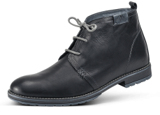 Formal men's black boots with decorative stitching