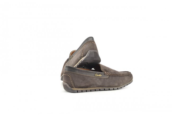 Men's moccasins made from dark brown suede 360° Image