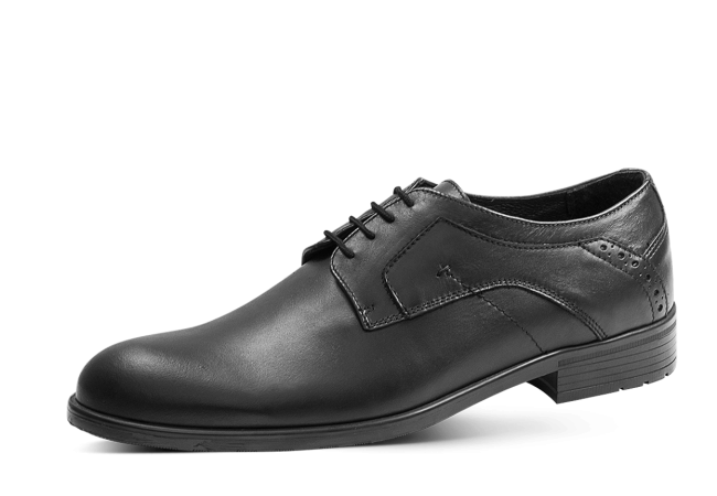 Formal men's black shoes with perforation Снимка 