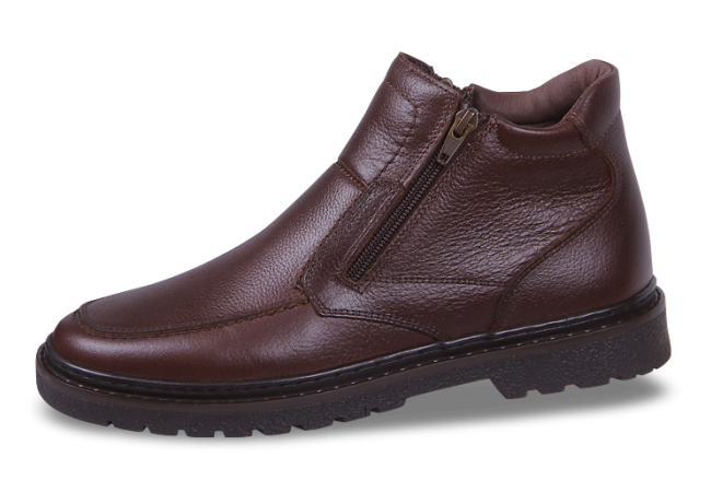 Men's winter boots from brown shagren with two zippers Снимка 