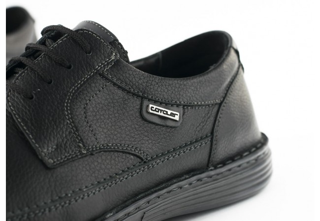 Men's shoes in black grained leather Снимка 5