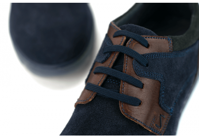 Men's shoes with shoelaces in blue suede and brown nappa Снимка 6