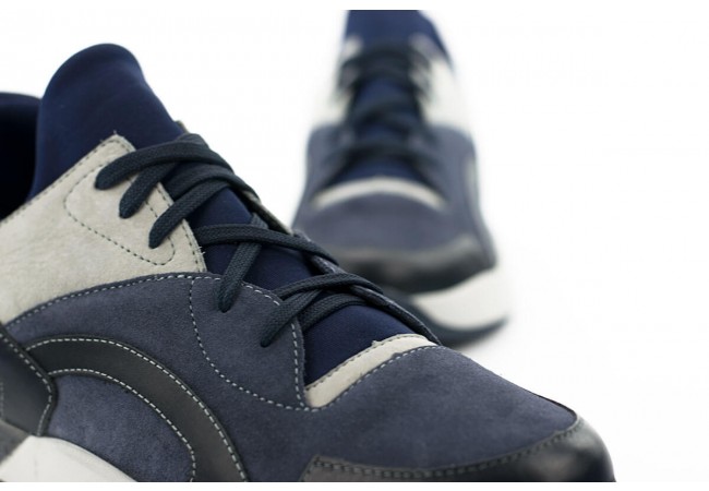 Men's sports shoes in dark blue nubuck and velour.  Снимка 5