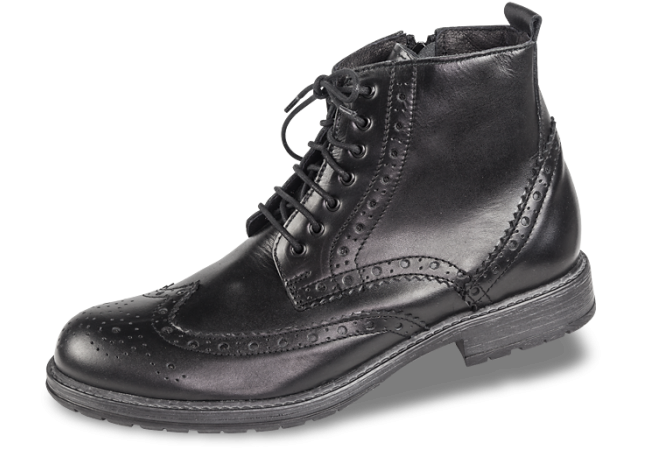 Men's winter boots with zipper and shoelaces in black Снимка 