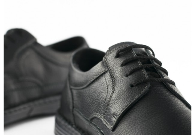 Men's shoes in black grained leather Снимка 5