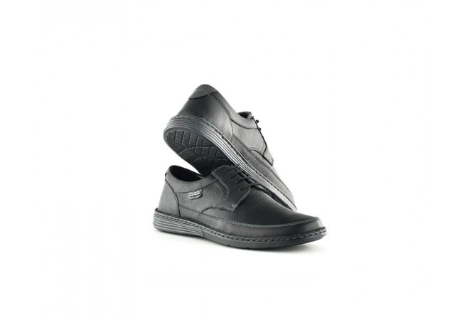 Men's shoes in black grained leather 360° Image