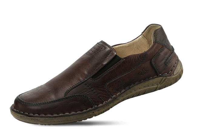 Men's shoes with a ribbing in dark brown color Снимка 