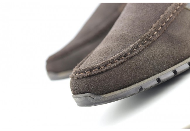 Men's moccasins made from dark brown suede Снимка 6