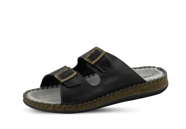 Men's slippers in black colour with two buckles Снимка 5