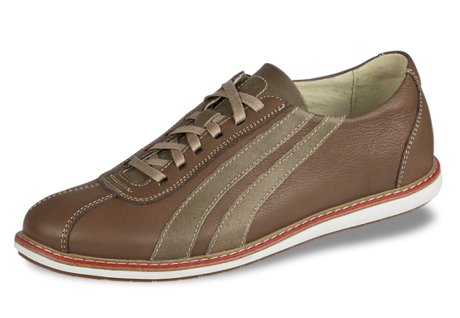 Brown men's sports shoes with white sole with red line Снимка 