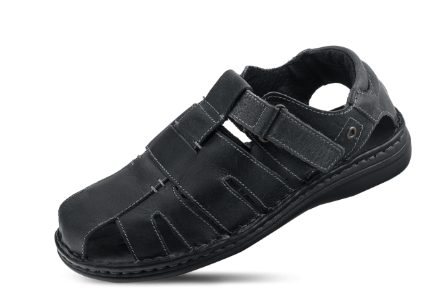 Men's sandals in black with comfortable footbed Снимка 