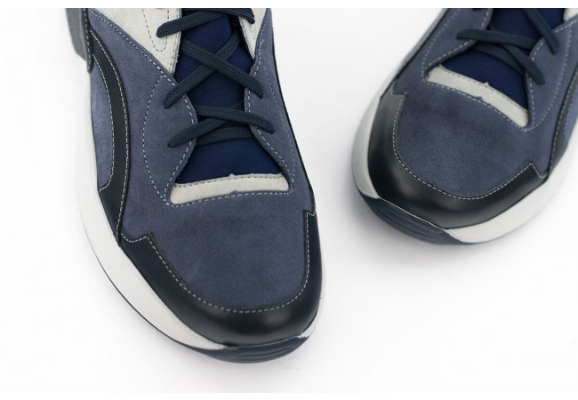 Men's sports shoes in dark blue nubuck and velour.  Снимка 5