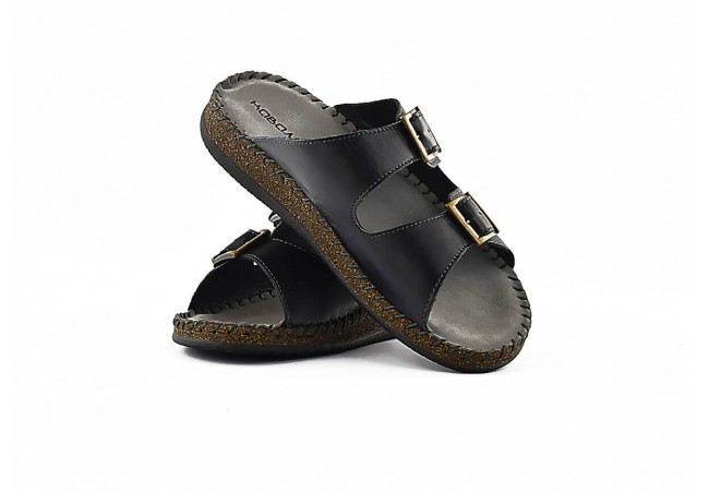 Men's slippers in black colour with two buckles Снимка 5